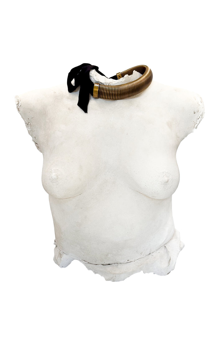 VINTAGE ALBER ELBAZ FOR LANVIN SS 2012 GOLD & BLACK RIBBON NECKLACE