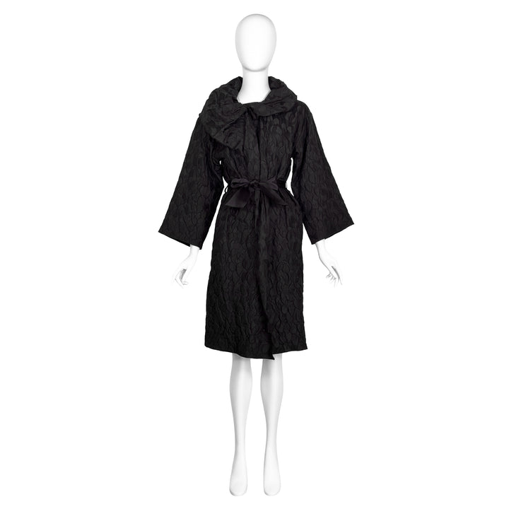 VINTAGE ALBER ELBAZ FOR LANVIN AW 2007 BLACK TEXTURED COAT & SASH