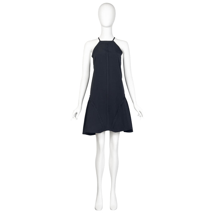 VINTAGE MIU MIU SS 2007 NAVY SATIN TRAPEZE DRESS