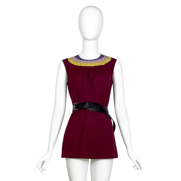 VINTAGE PRADA SS 2007 BURGUNDY NECKLACE COLLAR TOP