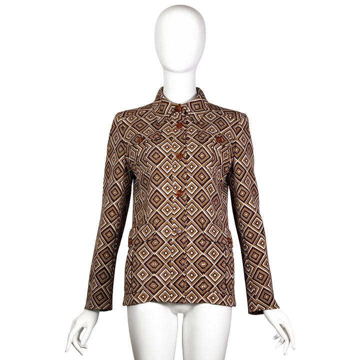 VINTAGE PRADA AW 1996 BROWN GEO PRINT JACKET