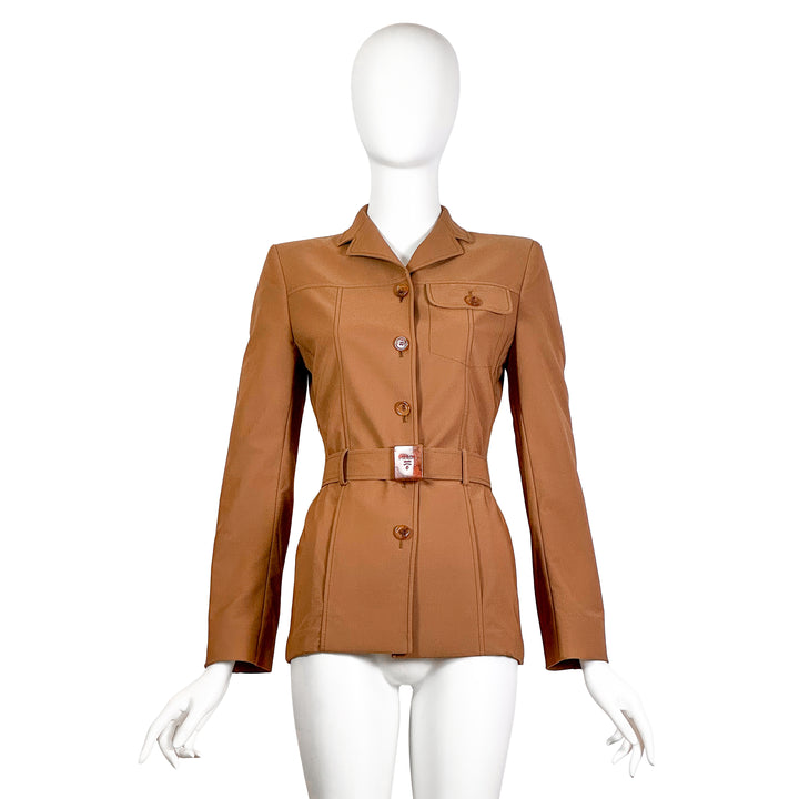 VINTAGE PRADA SS 1996 CAMEL BELTED SAFARI JACKET
