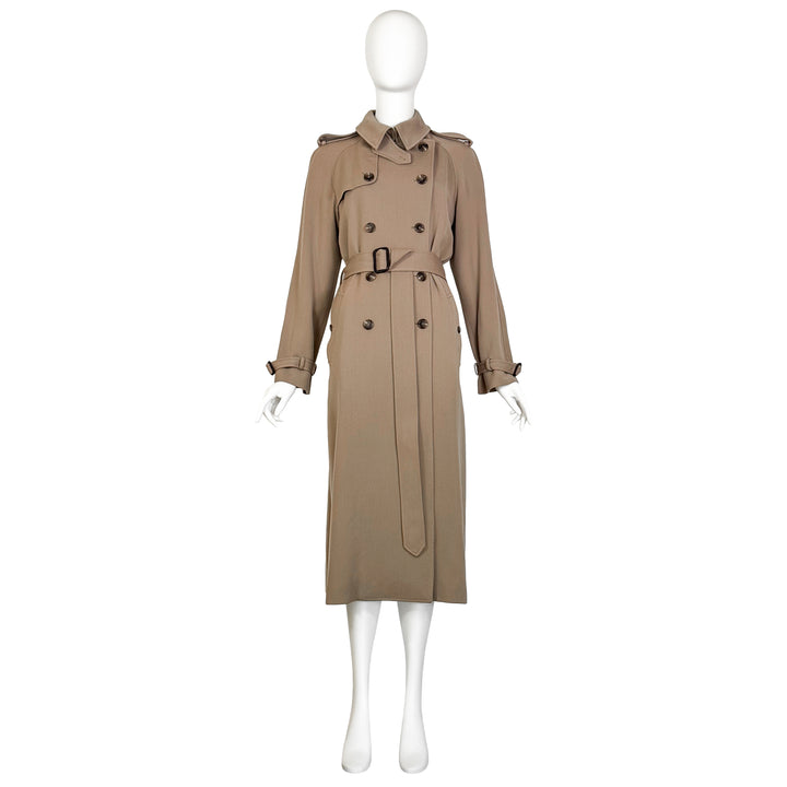 VINTAGE RALPH LAUREN LATE 1990'S BEIGE WOOL BELTED TRENCH COAT
