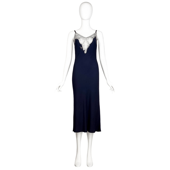 VINTAGE RICHARD TYLER SS 1998 NAVY LACE CUTOUT DRESS