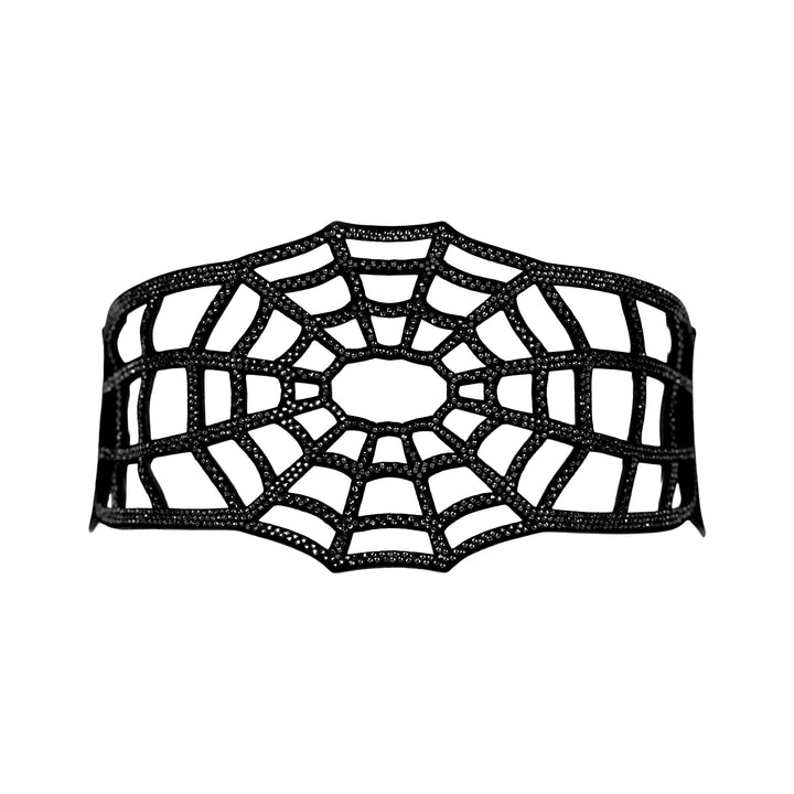 VINTAGE ROBERTO CAVALLI BLACK CRYSTAL & SUEDE SPIDERWEB BELT