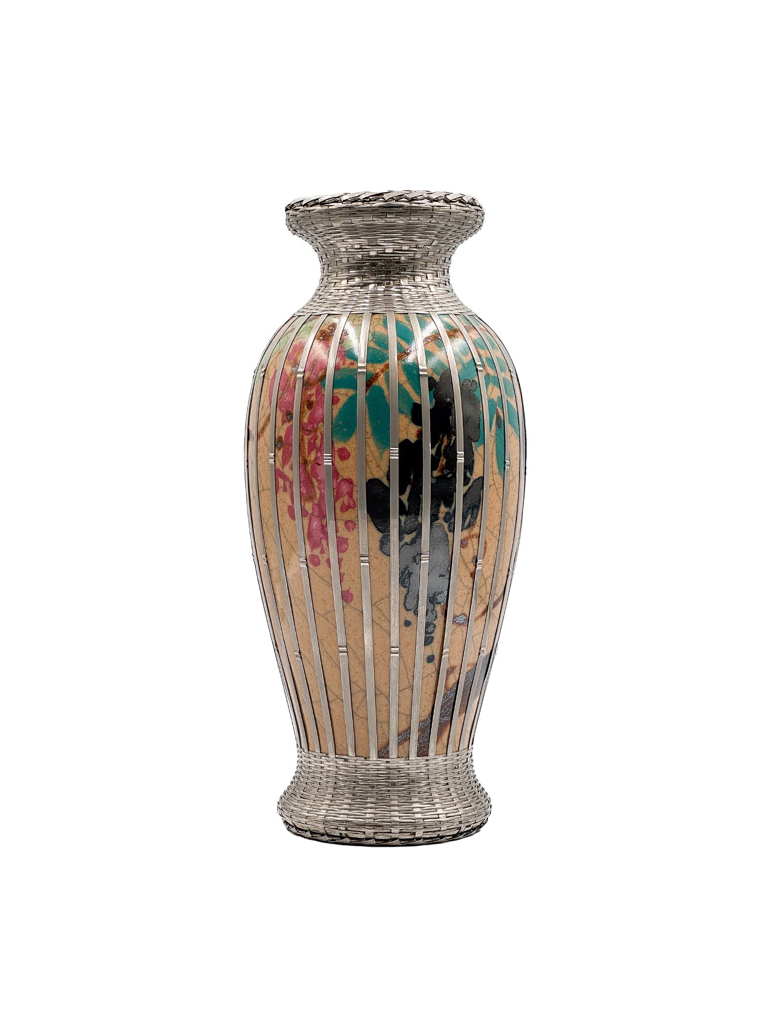 VINTAGE EARLY 20TH CENTURY JAPANESE AWAJI SAND & MULTICOLOR FLORAL