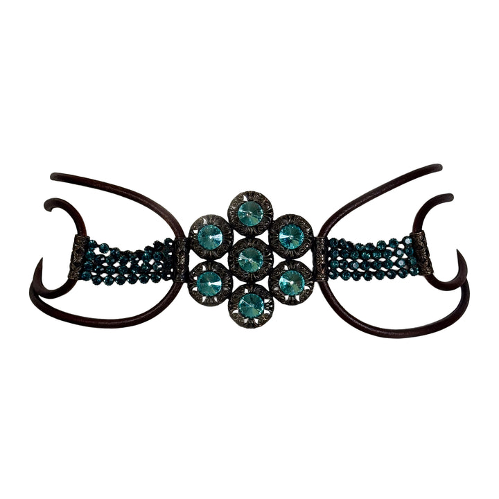 VINTAGE TURQUOISE JEWELED LEATHER BELT