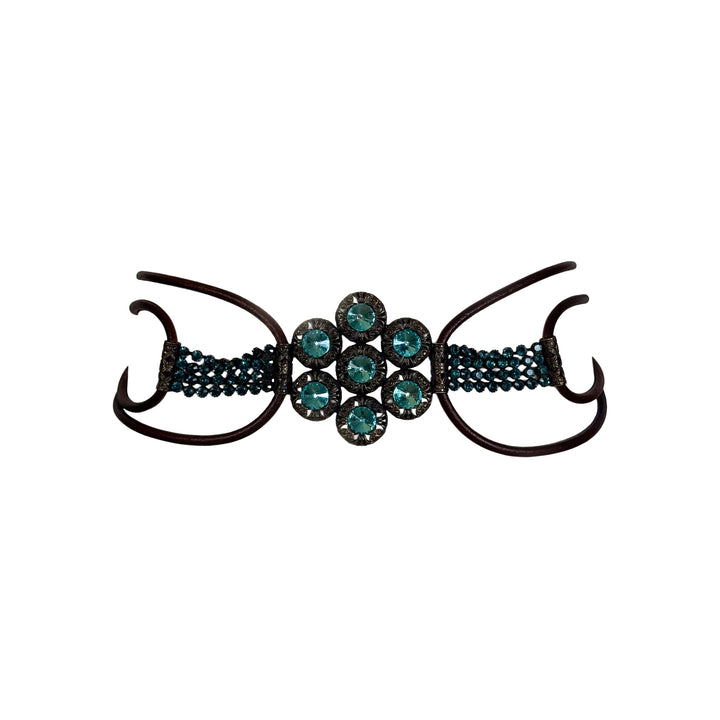 VINTAGE TURQUOISE JEWELED LEATHER BELT