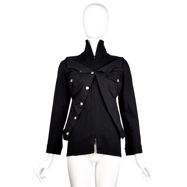 VINTAGE YOHJI YAMAMOTO AW 2002 JET BLACK DENIM & KNIT JACKET