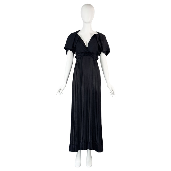 VINTAGE YOHJI YAMAMOTO BLACK EMPIRE PLISSE DRESS