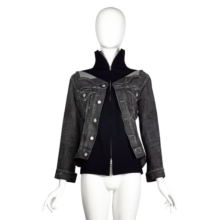 VINTAGE YOHJI YAMAMOTO AW 2002 BLACK DENIM & KNIT JACKET