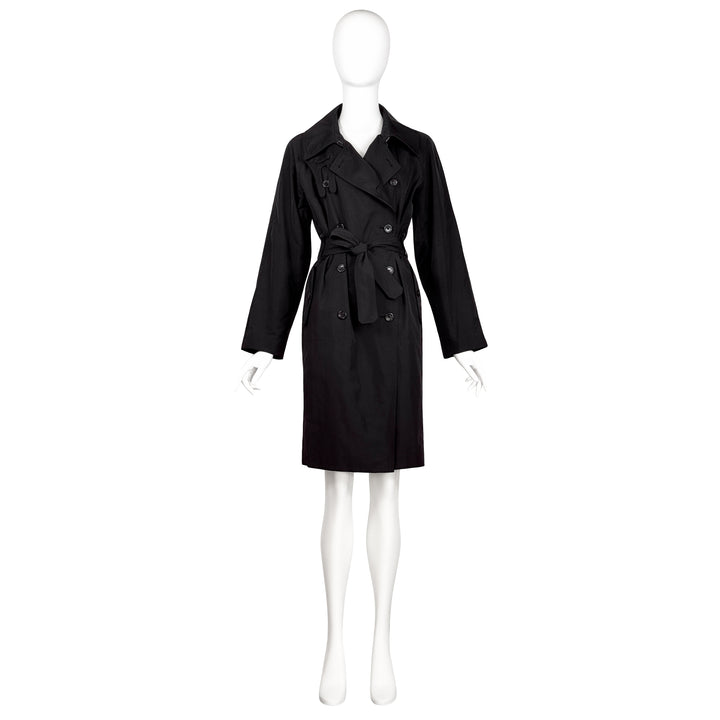 VINTAGE STEFANO PILATI FOR YVES SAINT LAURENT 2005 BLACK DOUBLE BREASTED TRENCH COAT