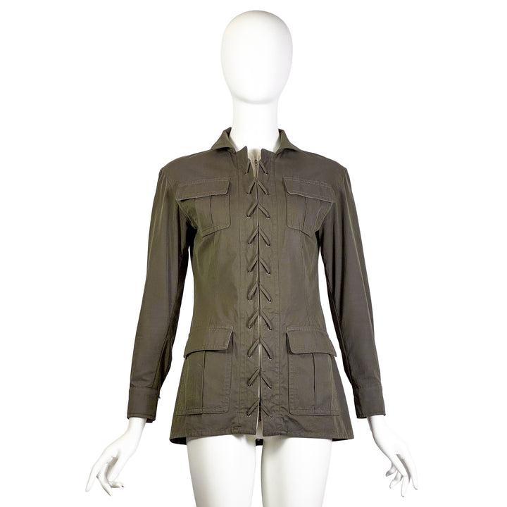 VINTAGE STEFANO PILATI FOR YVES SAINT LAURENT 2007 ARMY GREEN SAFARI JACKET