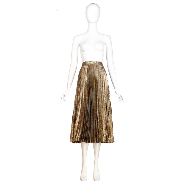 VINTAGE YVES SAINT LAURENT AW 1981 GOLD LAMÉ PLISSE SKIRT